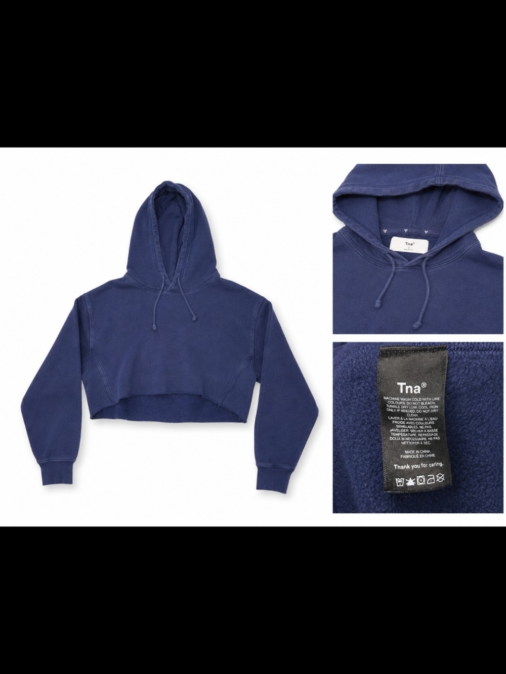 TNA Cropped Hoodie in Deep Blue